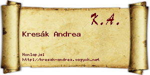Kresák Andrea névjegykártya