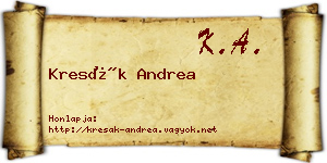 Kresák Andrea névjegykártya